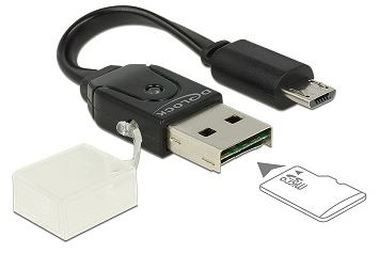 Delock kabel Micro USB OTG samec > USB A samec, včetně Micro SD čtečka karet