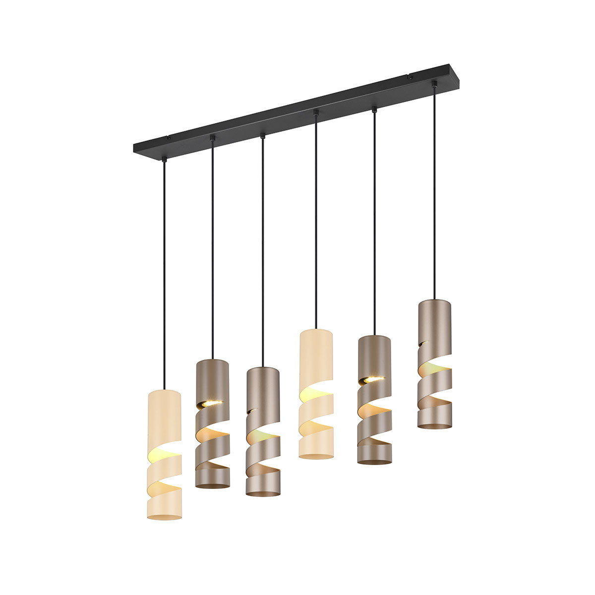 Moderne hanglamp zwart met taupe en beige 6-lichts - Stream