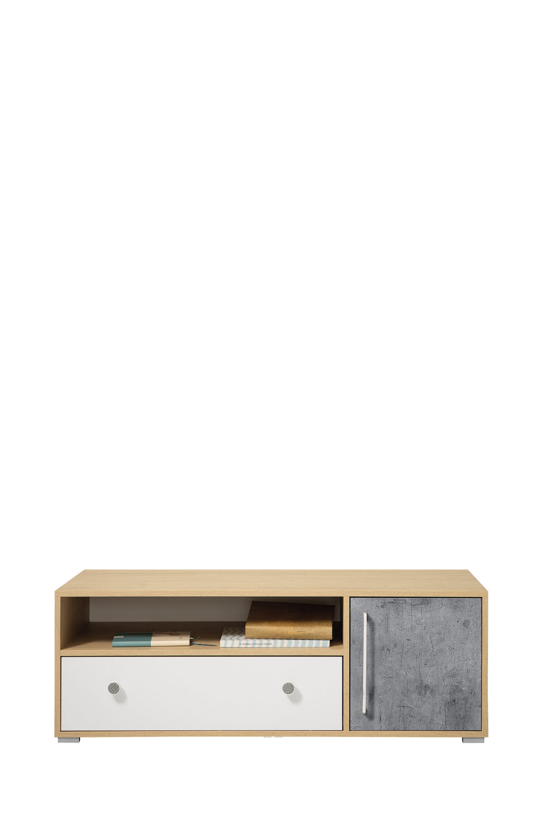 Televizní stolek Step ST8 Barva korpusu + barva dveří: Dub biscuit / bílá / šedá