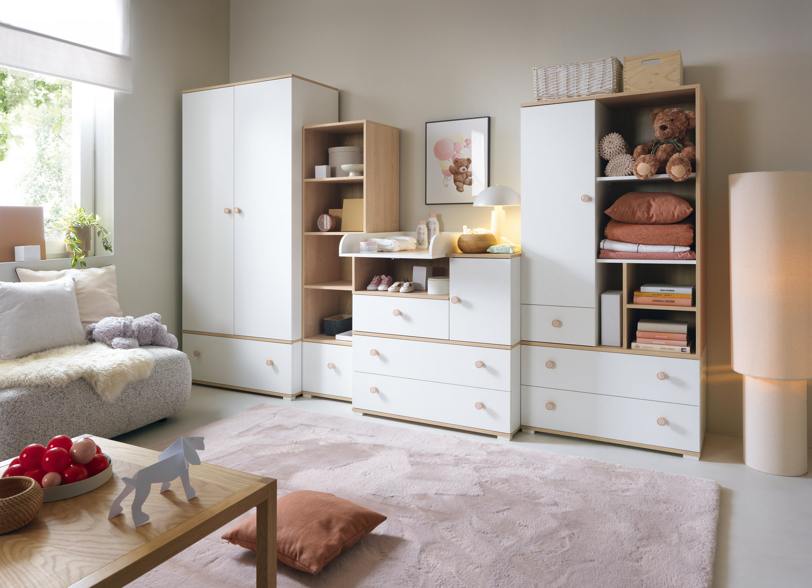 Dětská sestava Zoya 2 Barva korpusu + barva dveří: Dub biscuit / bílá