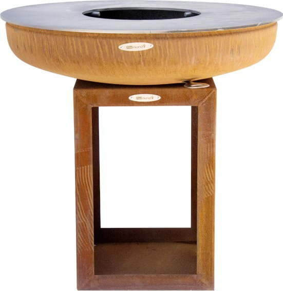 Hnědý venkovní gril na dřevo Remundi Carus M, ø 82 cm