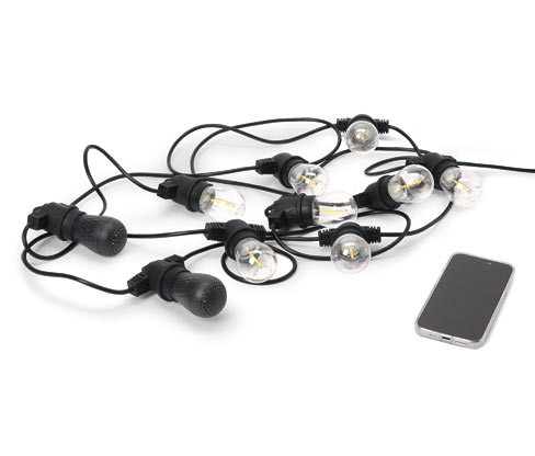 Tchibo - Venkovní světelný řetěz s LED a 2 reproduktory Bluetooth® - barva: černá