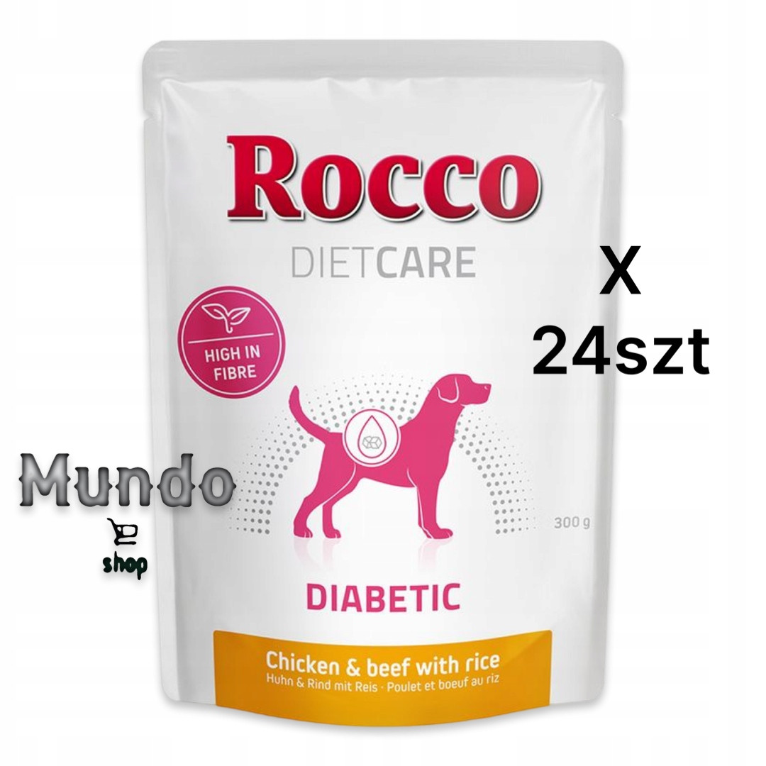 Rocco Diet Care granule 1 kg / kapsičky 6 x 300 g - 10 % sleva - Diabetic kuřecí a hovězí s rýží 6 x 300 g - kapsička