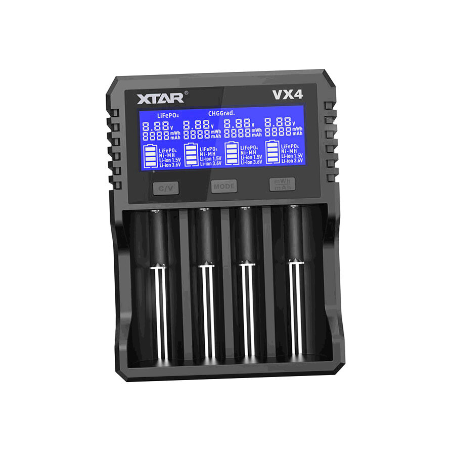 Xtar VX4 pro akumulátory 1,5 V 3,6/3,7 V Li-Ion & 3,2 V LiFePo4 & 1,2 V