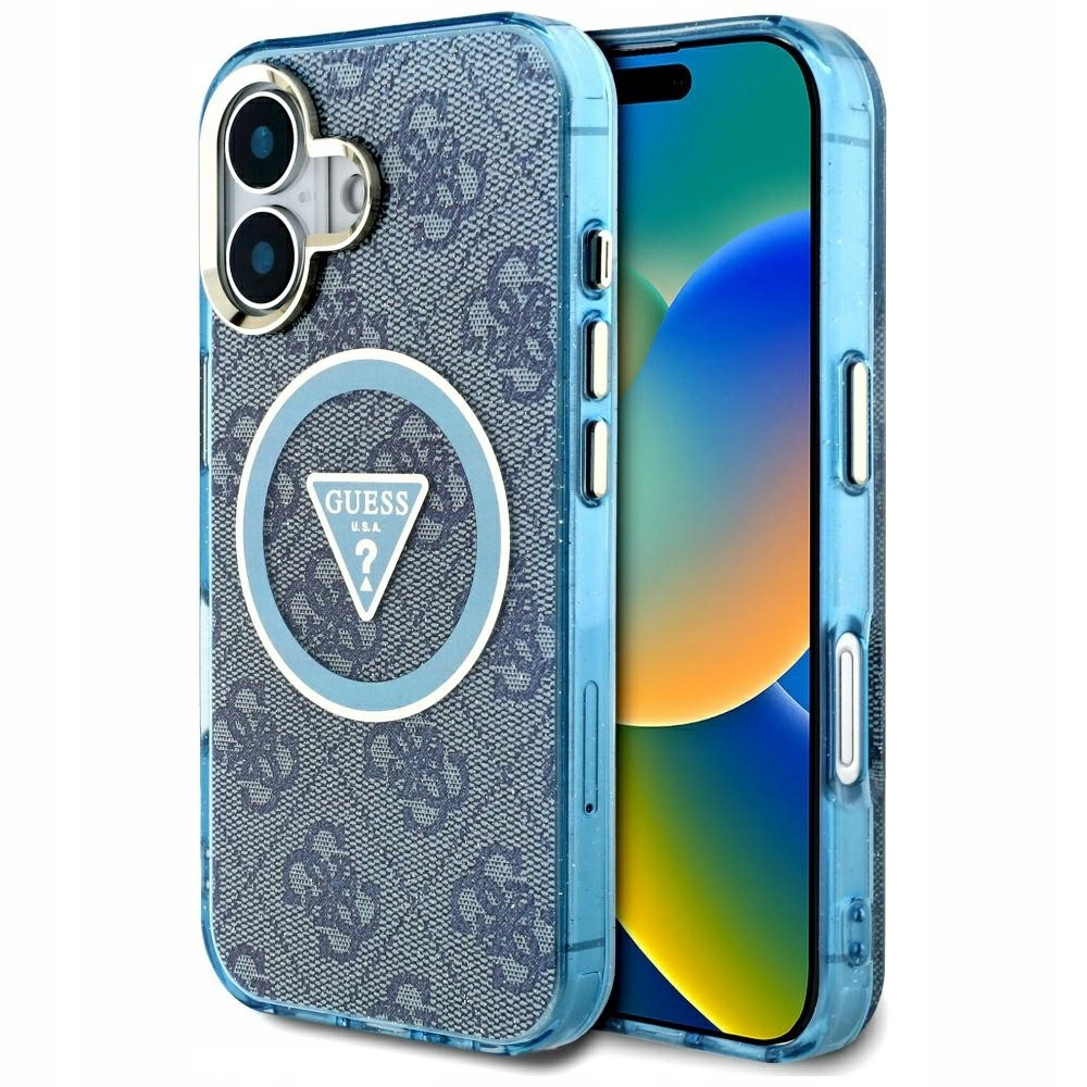 Pouzdro IML Metal Glitter 4G Circle Triangle MagSafe Guess pro iPhone 16