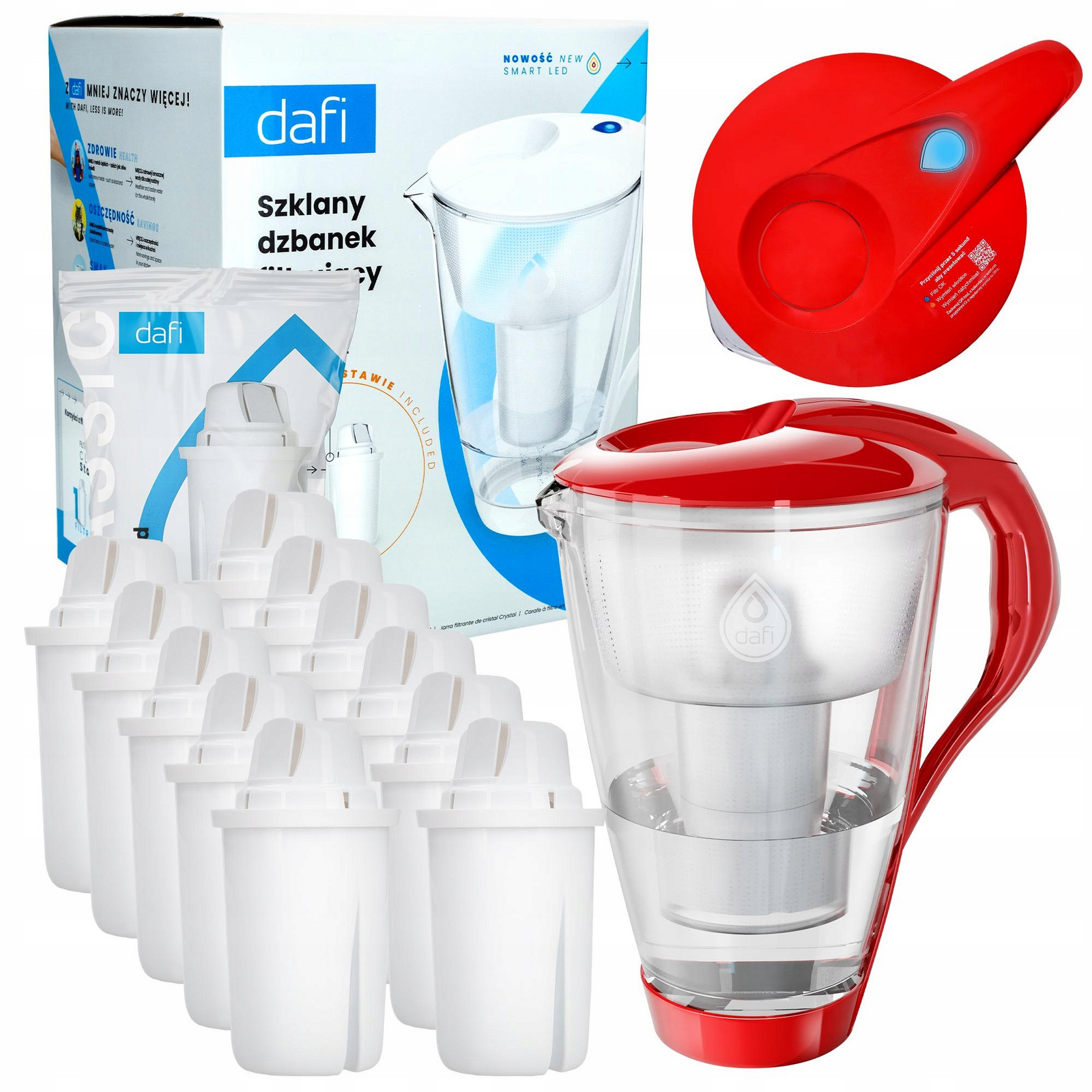 Filtrační konvice skleněná Dafi Crystal Led 2 l 12 x filtr Dafi Classic