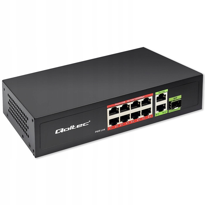Přepínač Switch Fast Gigabit PoE 8x RJ45 2x Uplink 1x Sfp 120W