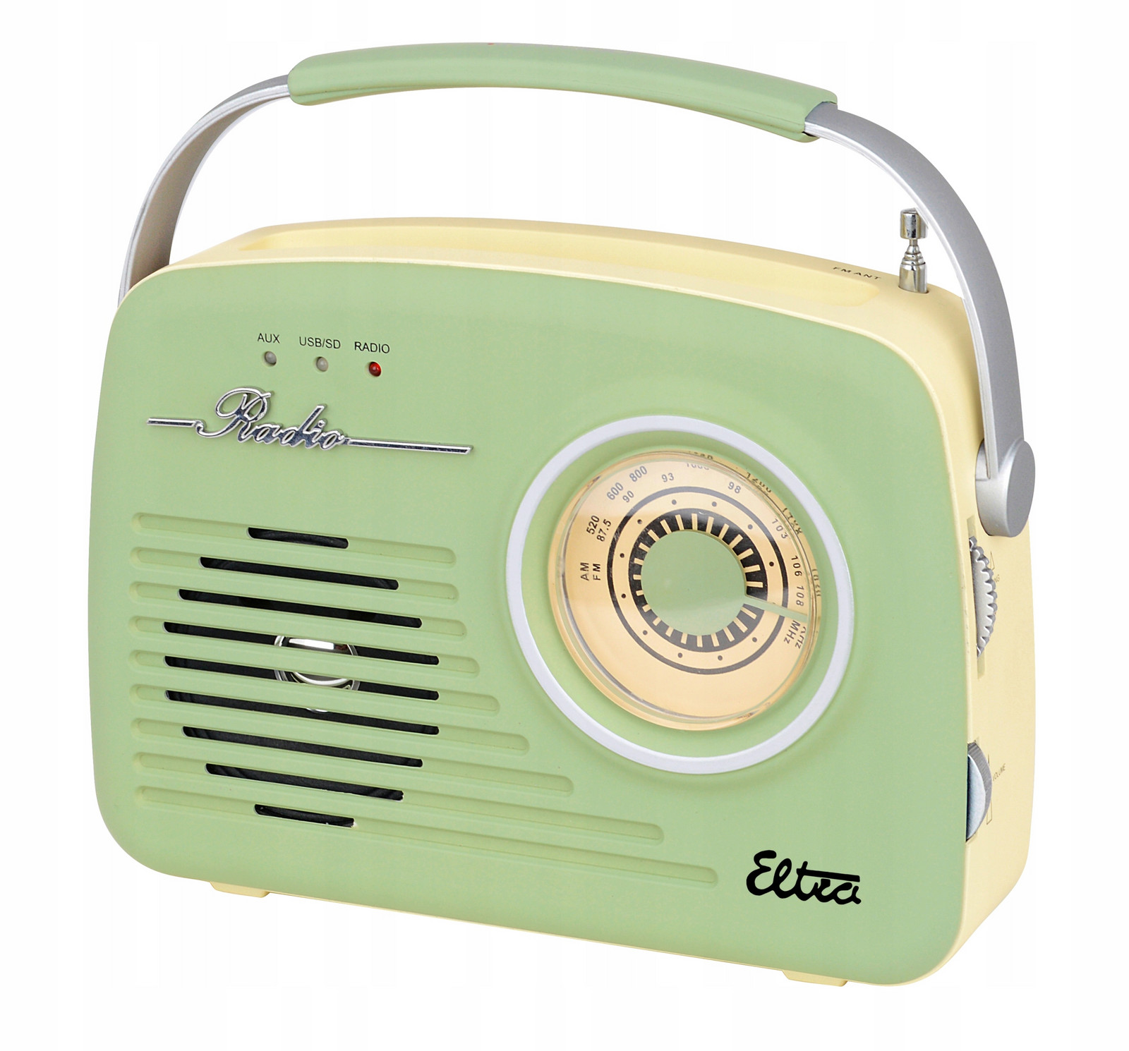 Retro rádio Pistácie síťová akumulátor Fm MP3 Usb Sd Eltra Luiza Eltra