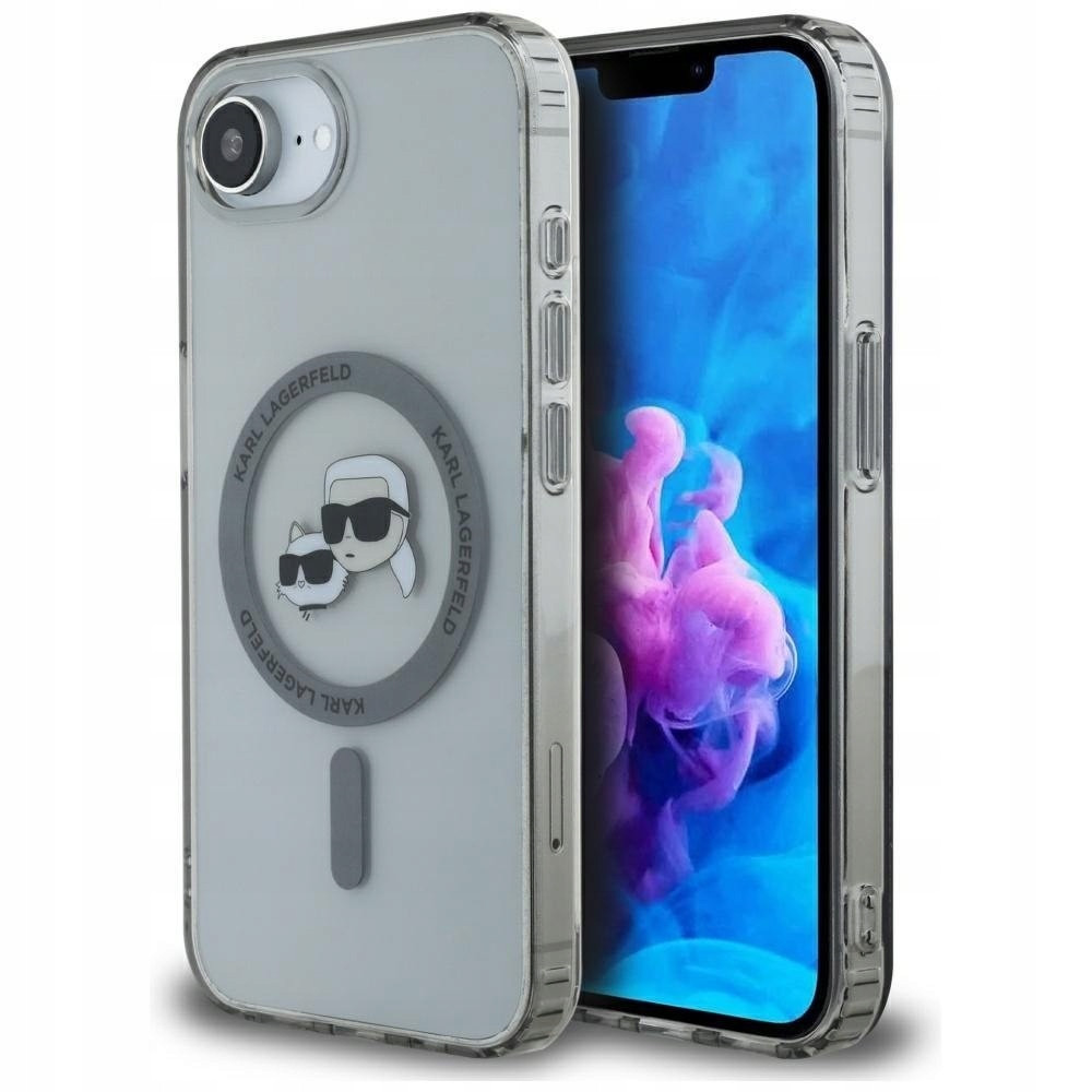 Pouzdro Karl Lagerfeld IML Metal Karl & Choupette Heads MagSafe pro iPhone 16e