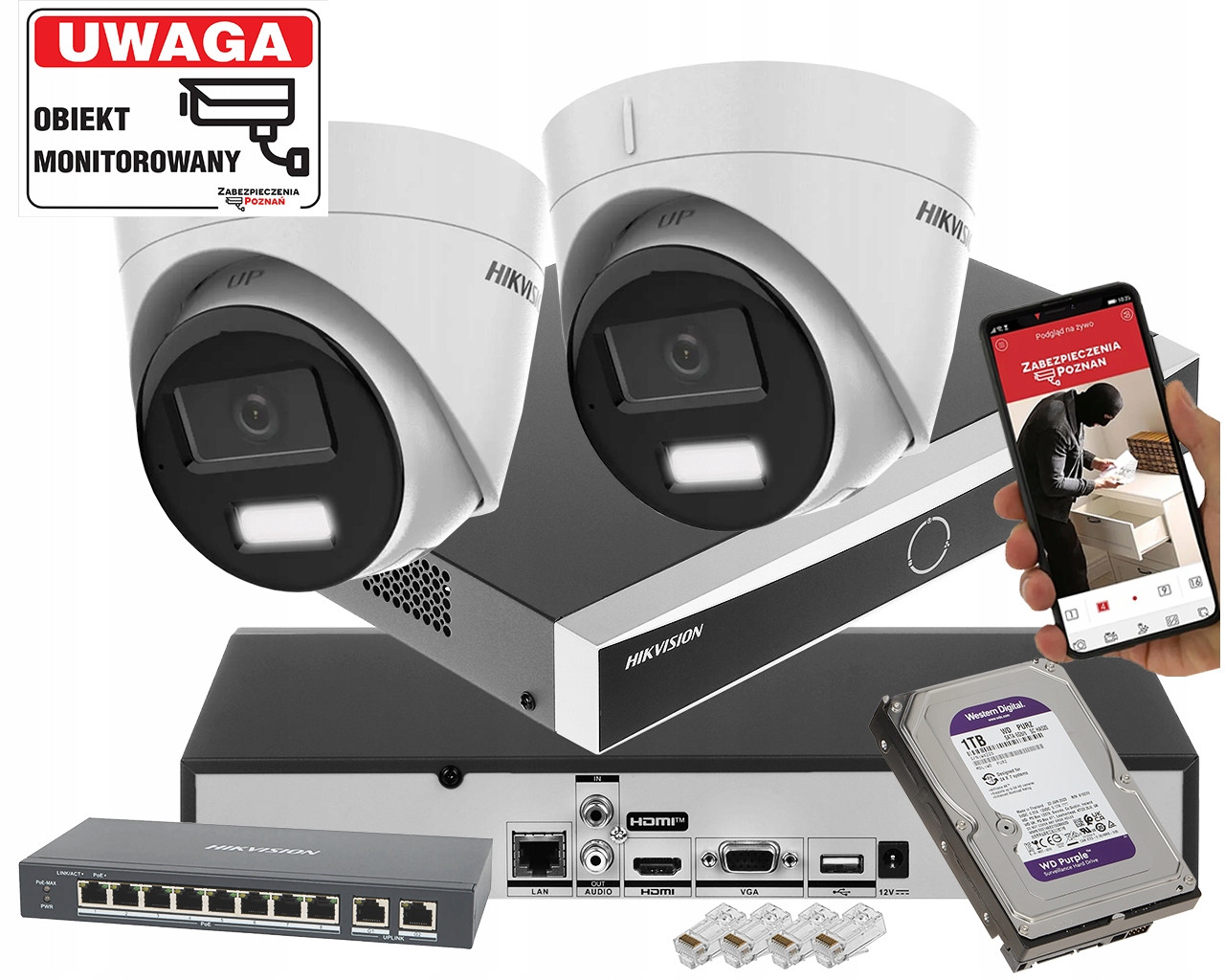 Monitorovací sada malý set Ip kamer 2x DS-2CD1343G2-LIU Hikvision