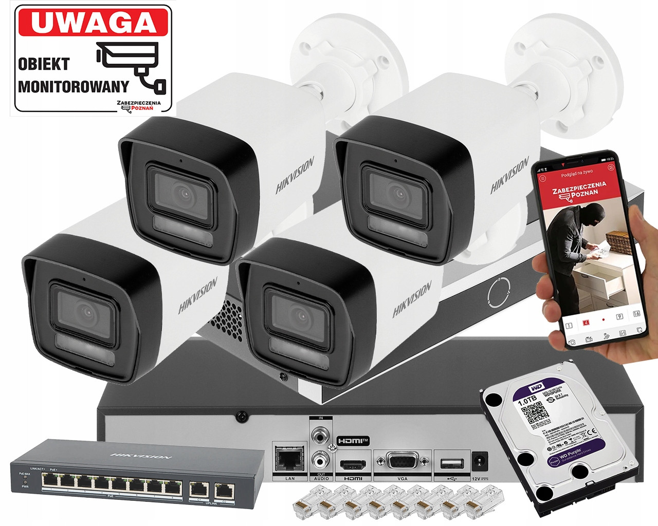 Ip monitorovací sada Hikvision 4x DS-2CD1043G2-LIU 4Mpx