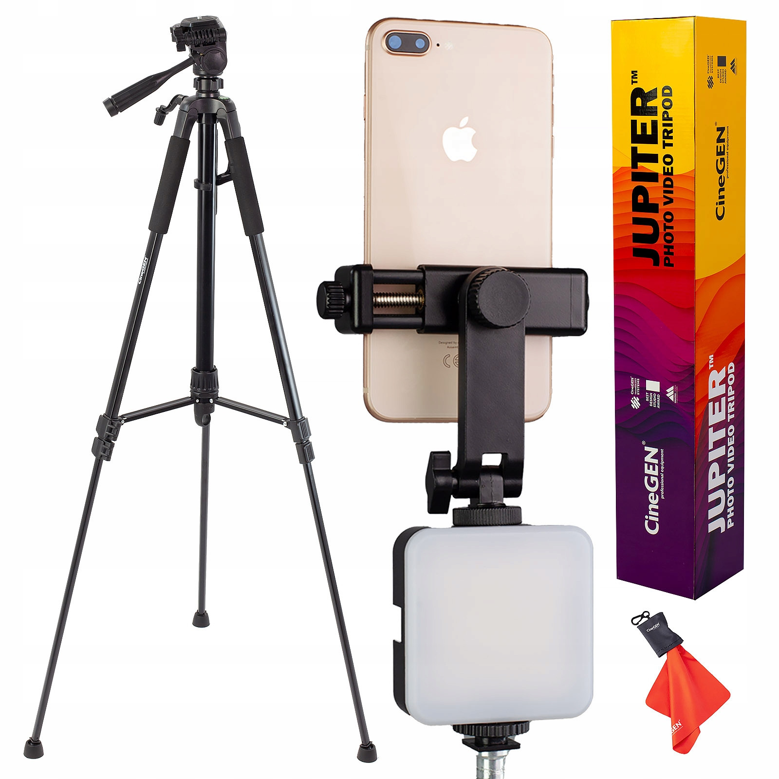 Tripod Stativ 180 cm Držák na telefon Lampa Dárek