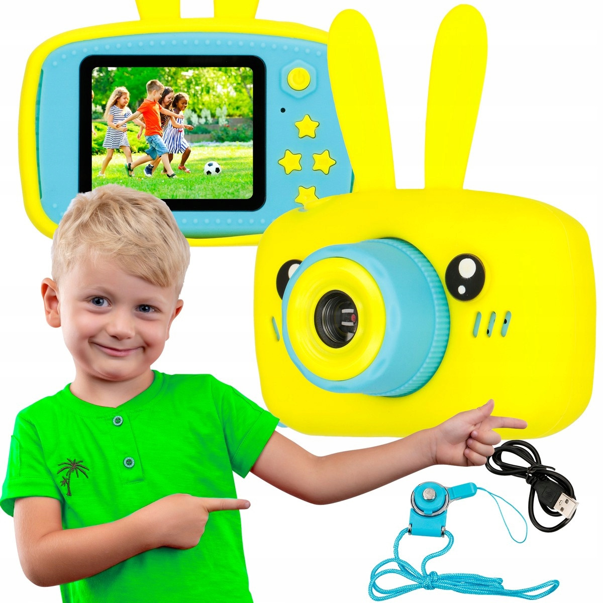 Extralink Kids Camera H23 Žlutá Digitální fotoaparát 1080P 30fps, displej