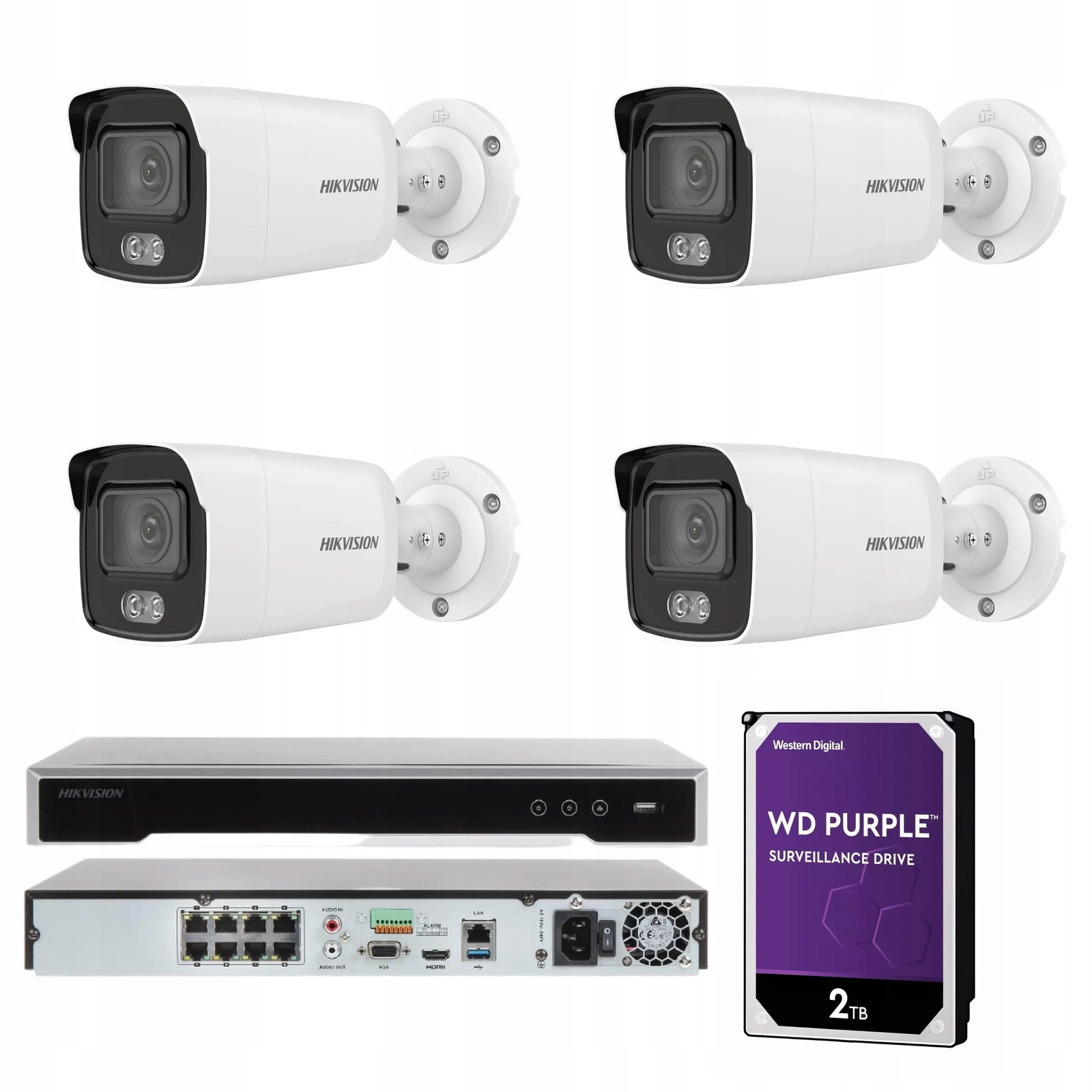 Domácí monitorovací sada firma Ip 4x DS-2CD2027G1-L ColorVu Full Hd