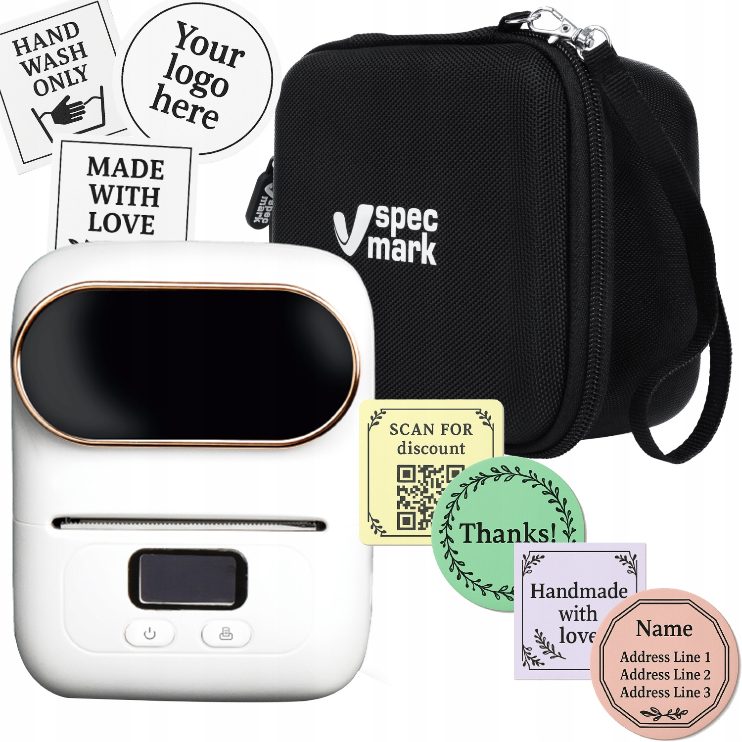 Phomemo M110 termální tiskárna štítků Bluetooth s kufříkem a sadou nálepek