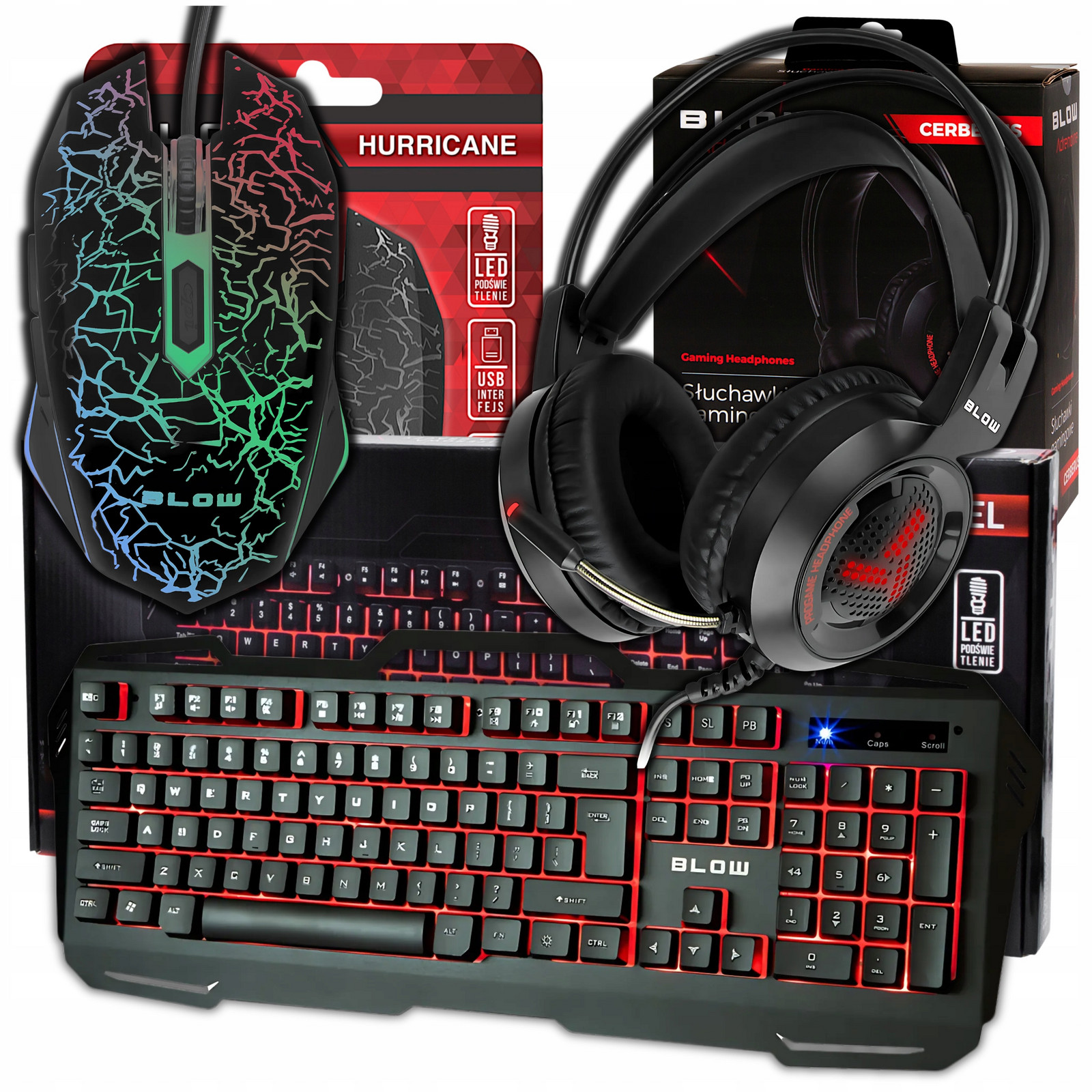 Herní set Klávesnice Myš Sluchátka Rgb Led Podsvícená pro Hráče