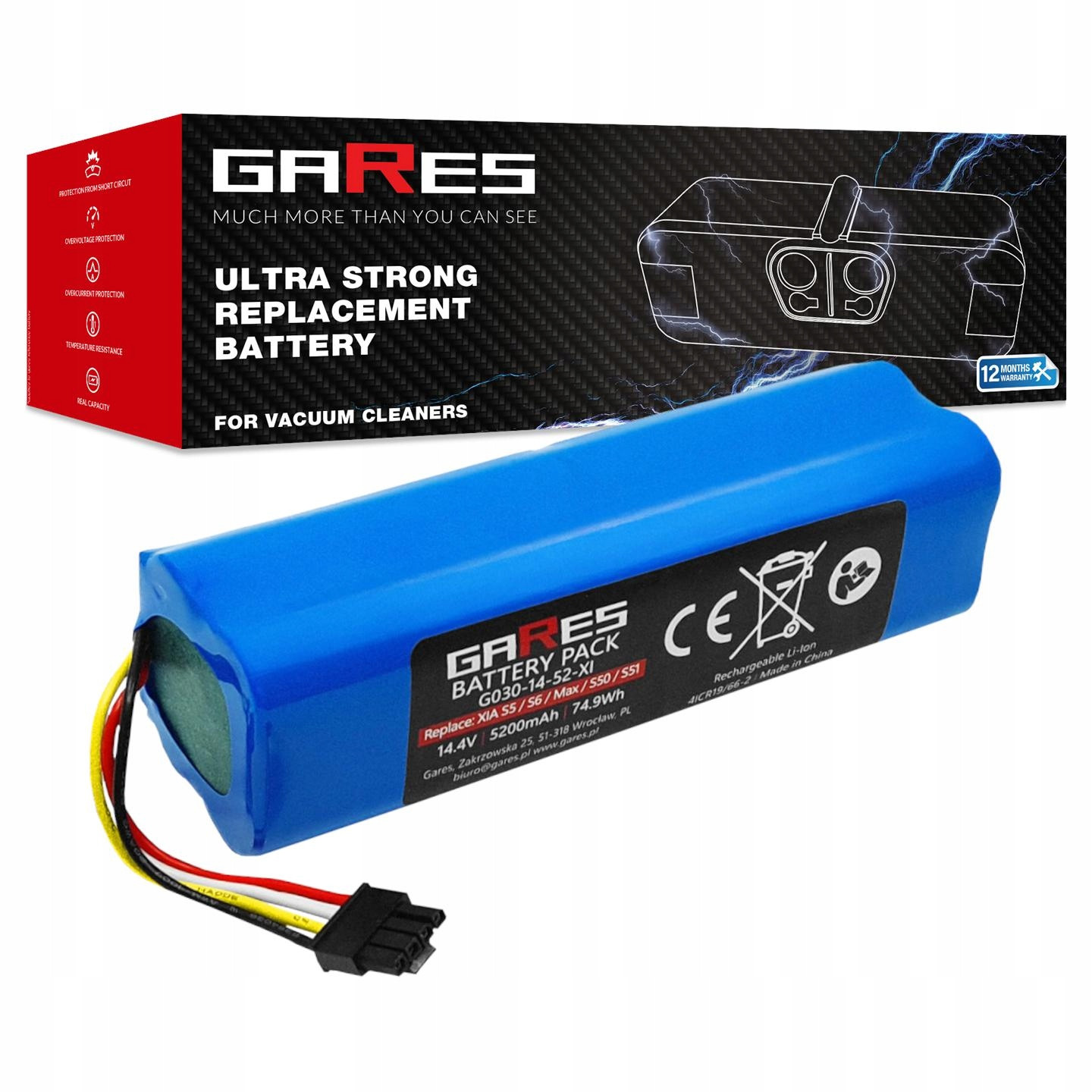 Baterie Akumulátor pro Xiaomi Roborock SDJQR01RR SDJQR02RR Mijia 1S 5,2Ah