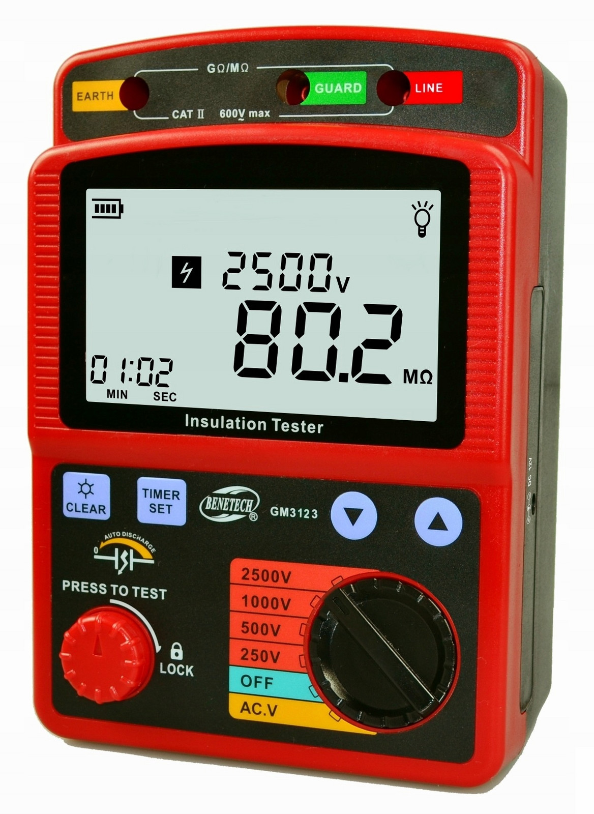 Měřič Izolačního Odporu Vysokého Napětí Tester 100 G Multimetr Acdc LCD