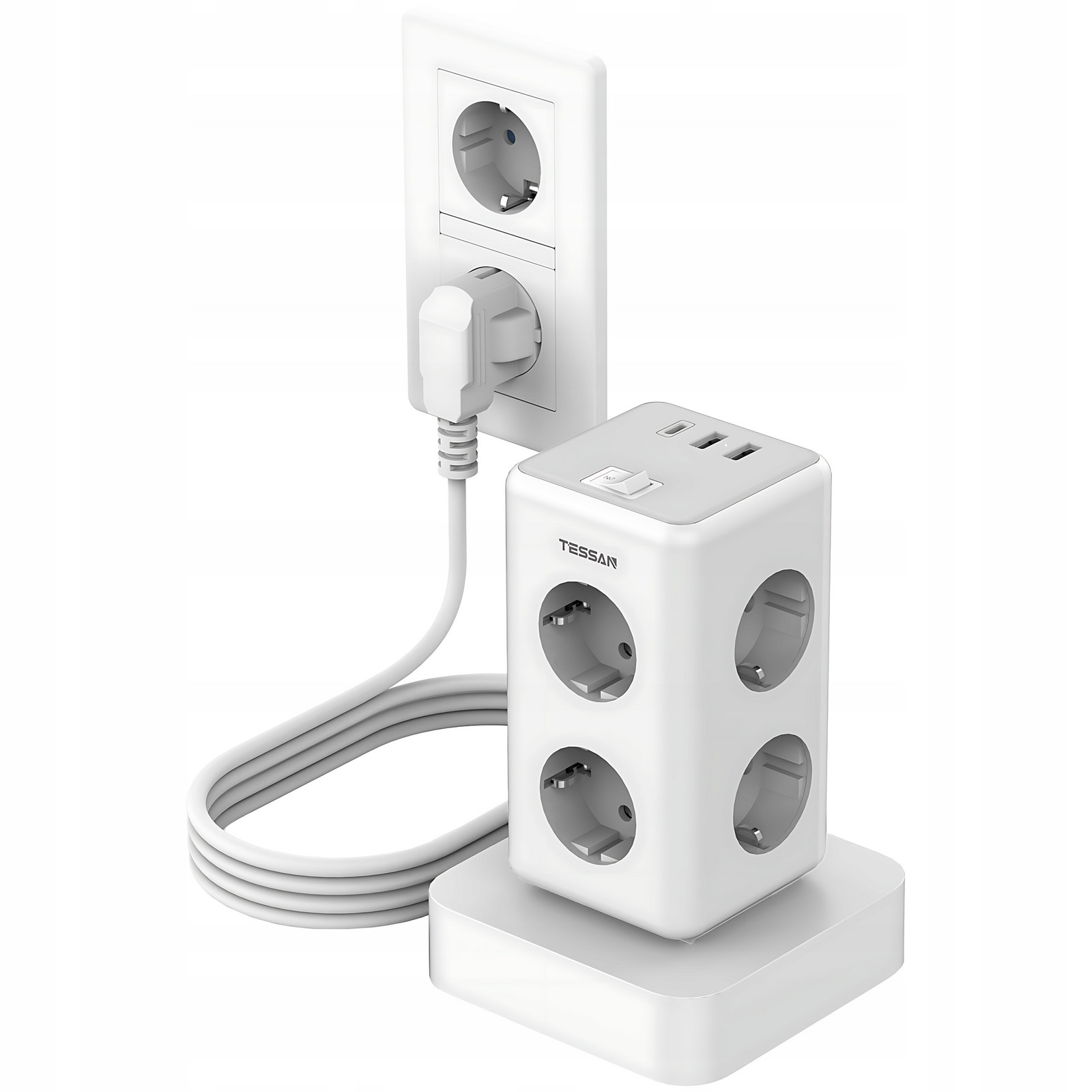 Tessan Zásuvková Lišta Proti přepětí Prodlužovací kabel 6 zásuvek 2 m 3xUSB
