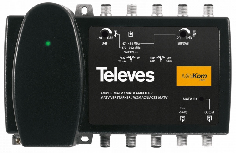 Domácí stavební zesilovač Vhf/uhf Televes MiniKom 537302 +38 dB