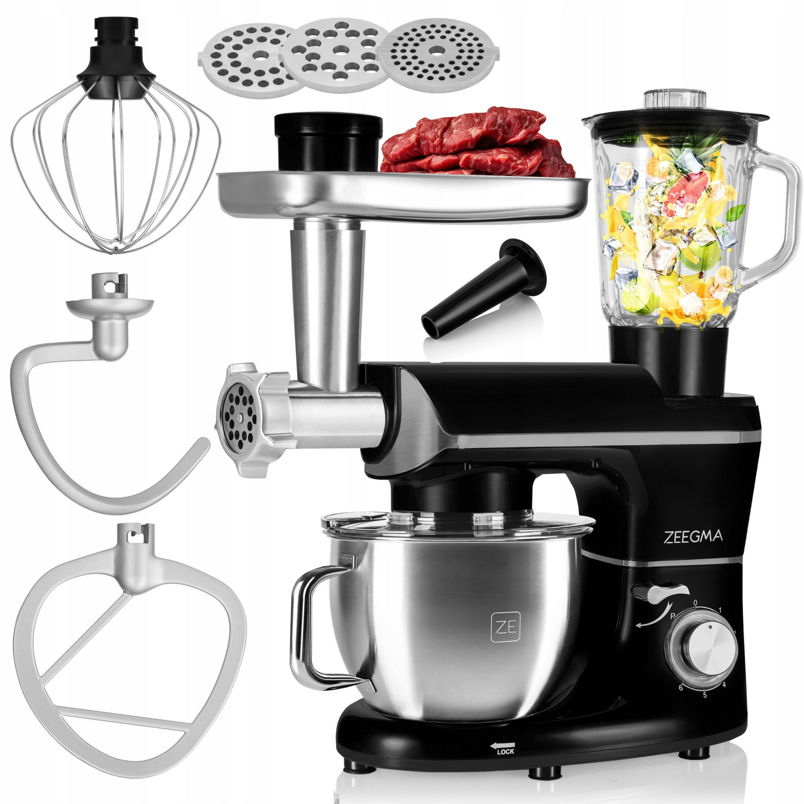 Planetární Kuchyňský Robot mlýnek na maso Mixér Blender S Mísou 6,5L