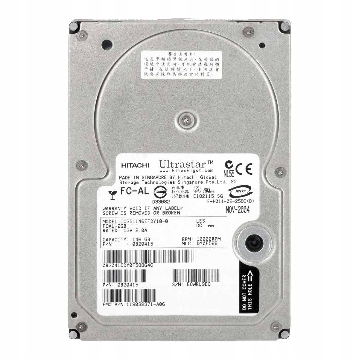 Emc IC35L146EFDY10-0 118032371-A06 146GB Fiber Channel 10000RPM 3,5