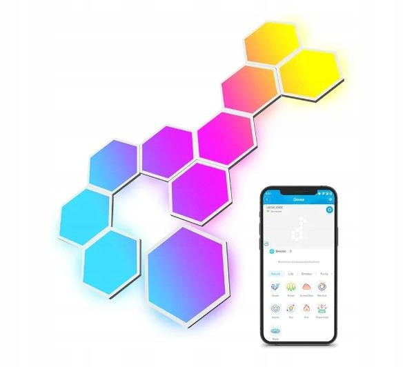 Govee Glide Hexa Led světelné panely Rgbic Smart H6061 Alexa 10 Panelů