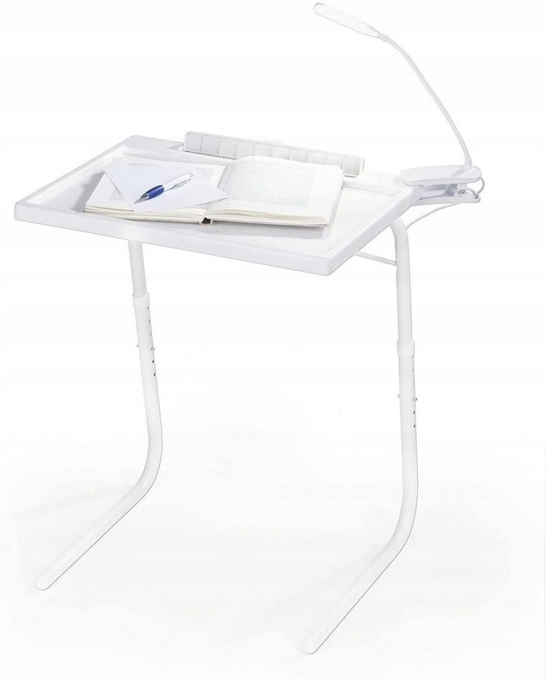 Odkládací stolek k posteli s upínací lampou bílá