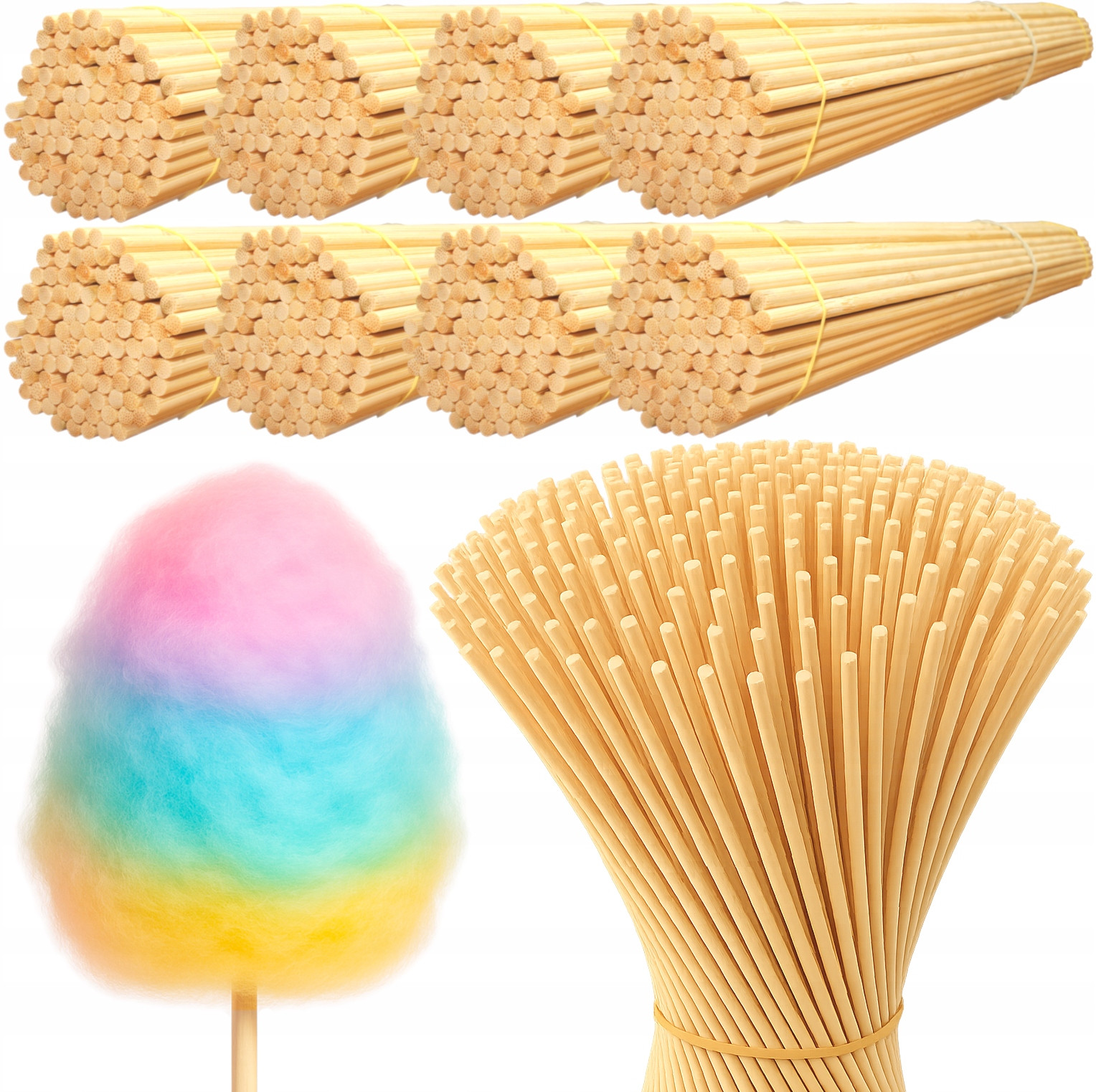 Tyčinky na cukrovou vatu 800ks 38 Cm fi4mm Kulaté Bambusové tyčinky