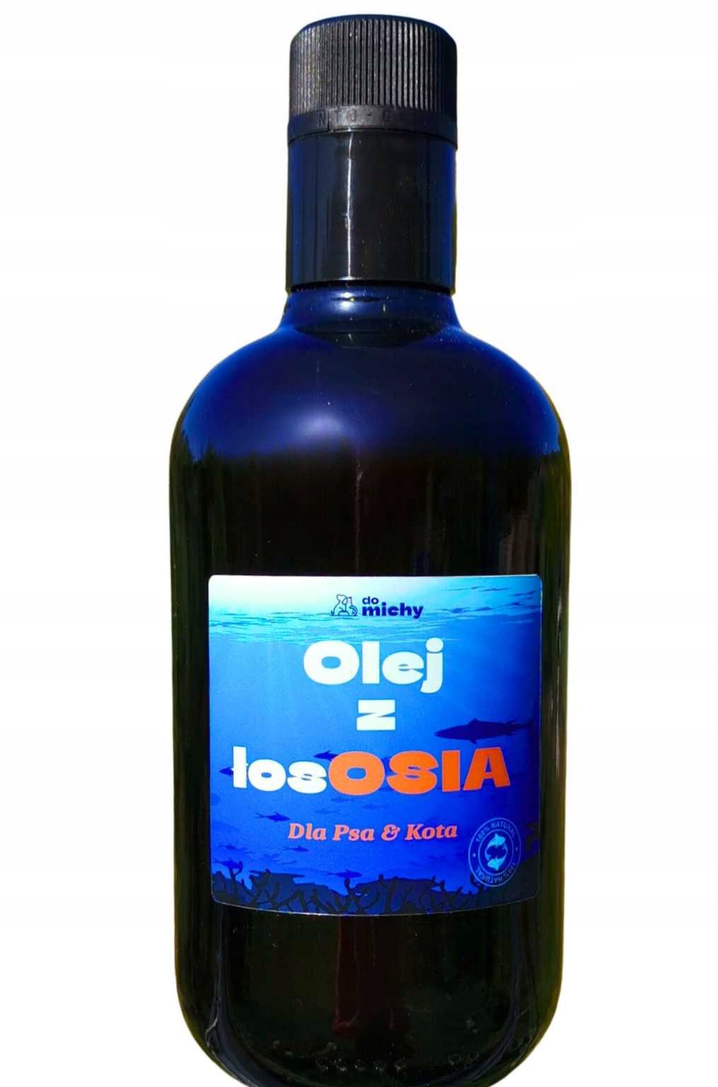 Lososový olej Do michy Omega pro psa a kočku 500ml silné sklo