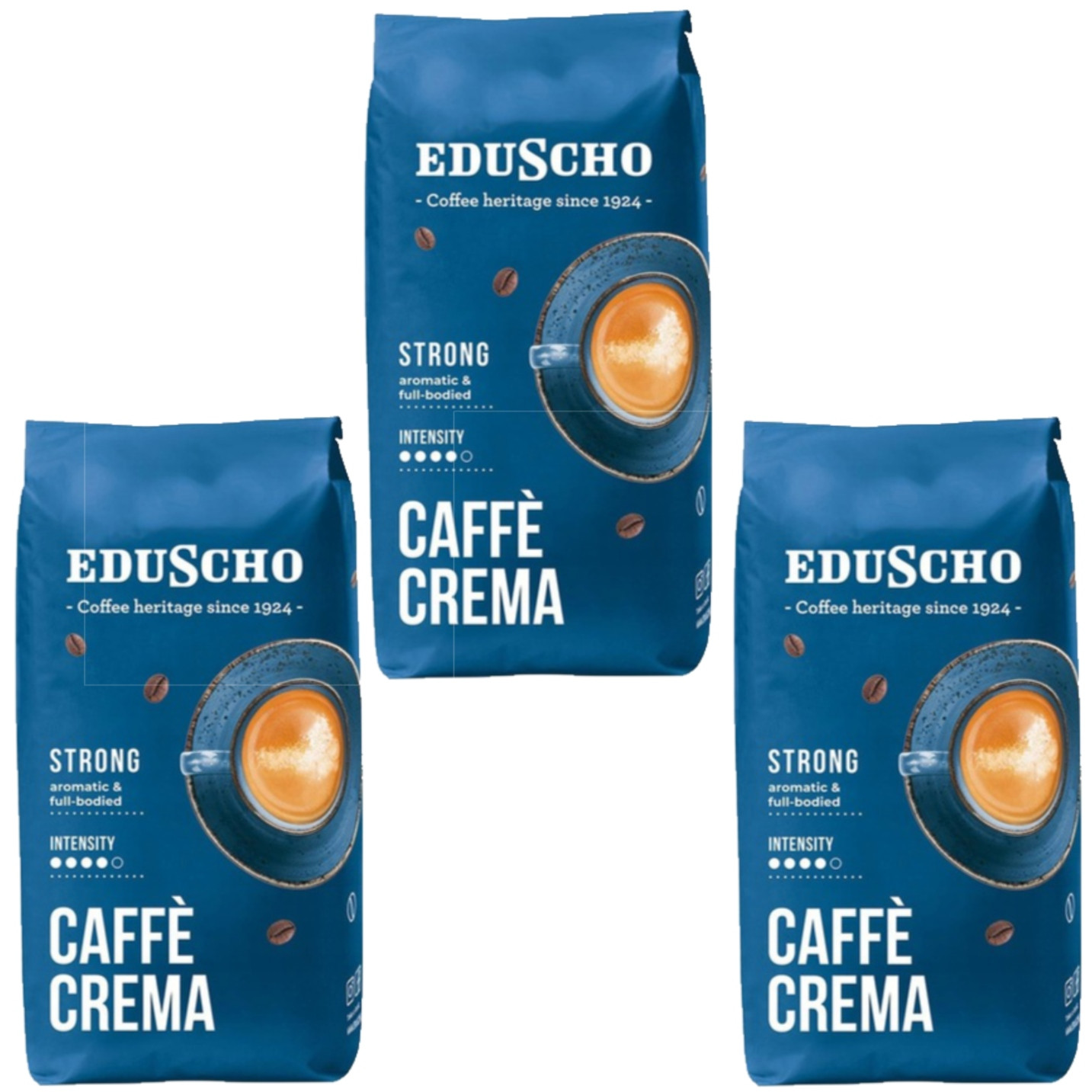 Eduscho Caffè Crema Strong Káva Zrnková Arabika Robusta 1kg x3