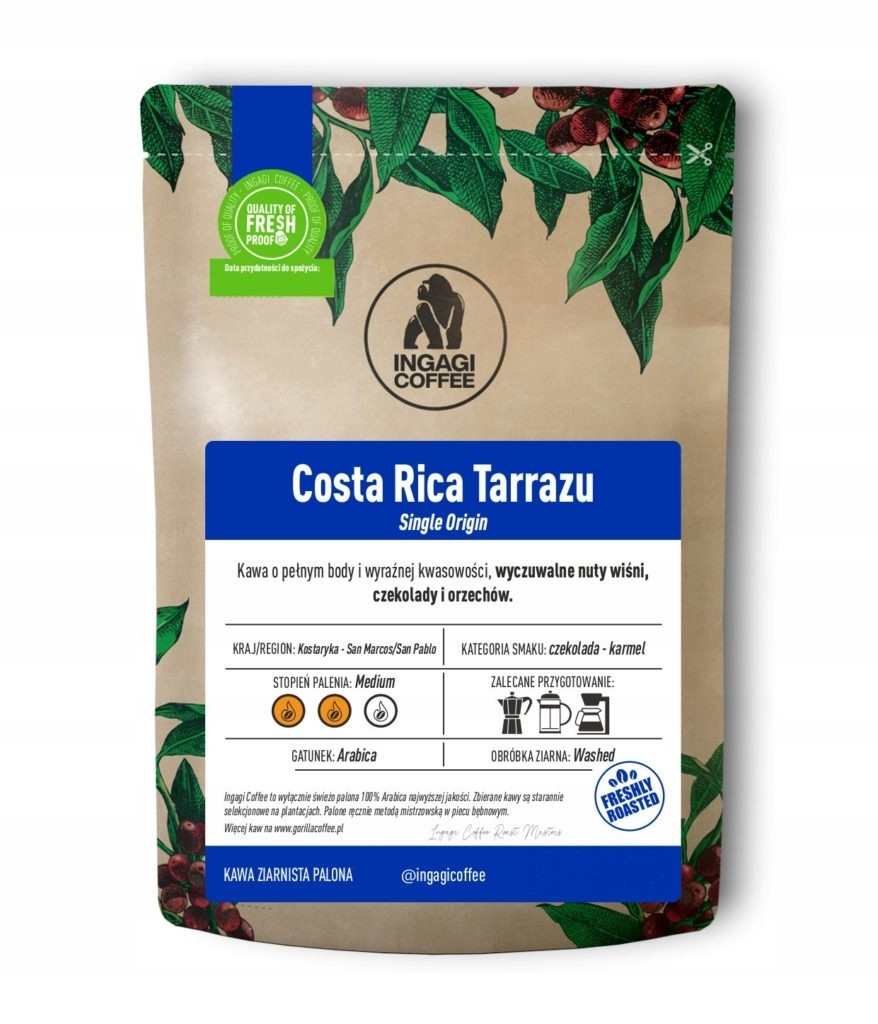 Káva zrnková Kostarika Tarrazu 1 kg arabika čerstvě pražená