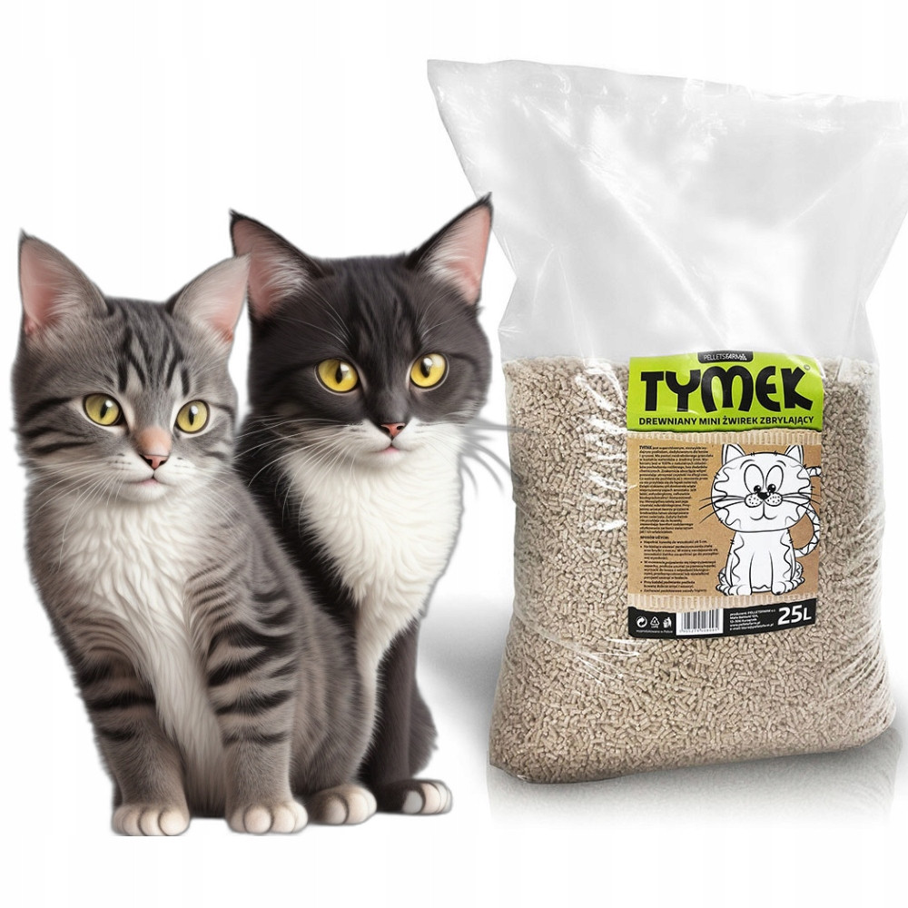 Stelivo dřevěné pelety pro kočky Tymek 25+7 l borovice hypoalergenní světlá