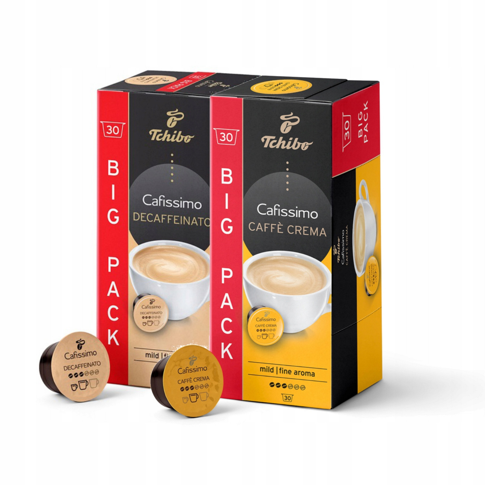 Tchibo Káva Cafissimo Caffe Crema Fine Aroma 30Kaps./ Decaffeinato 30Kaps.