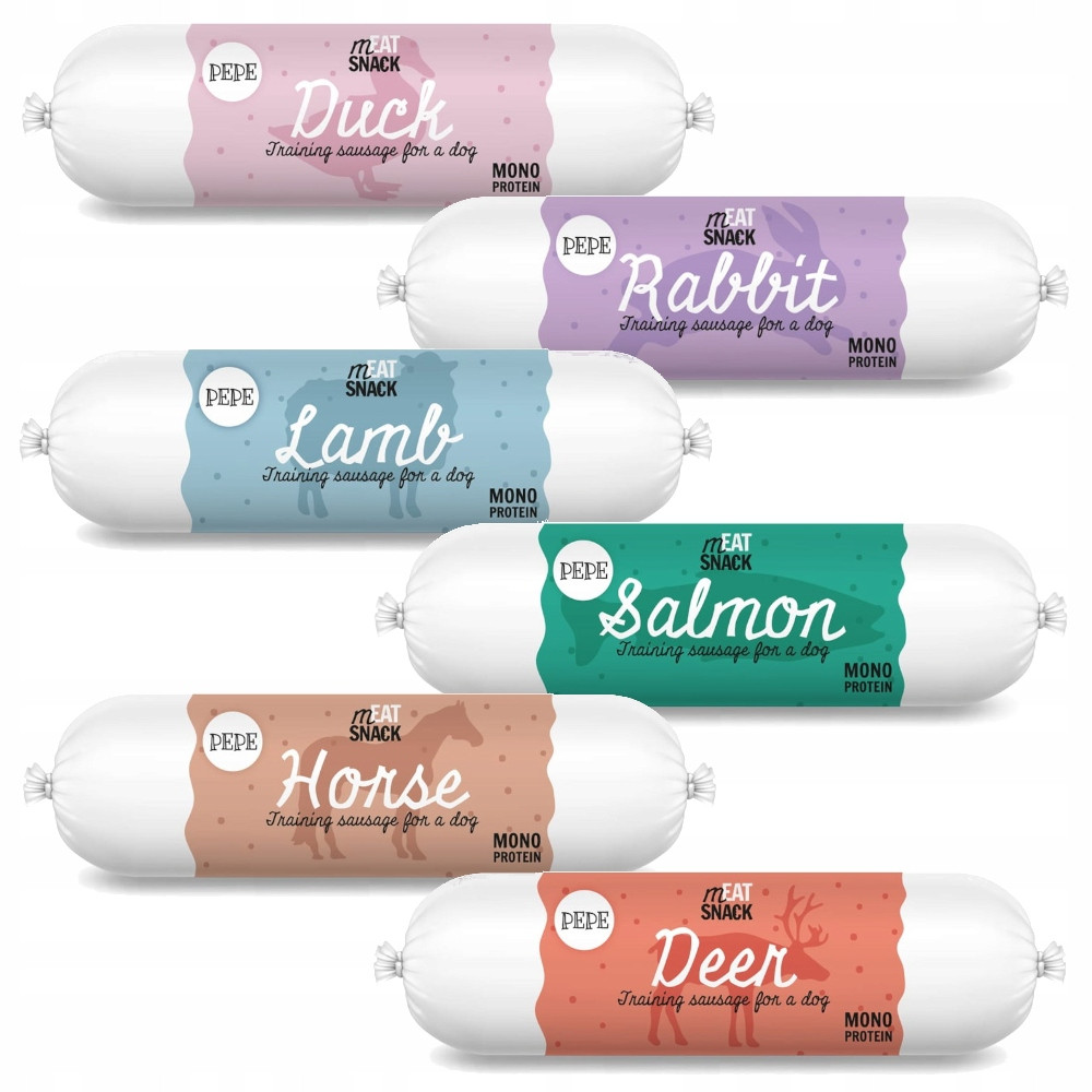 Psí pamlsek Paka Zvířátka Pepe snack klobásy mix chutí 6x200g