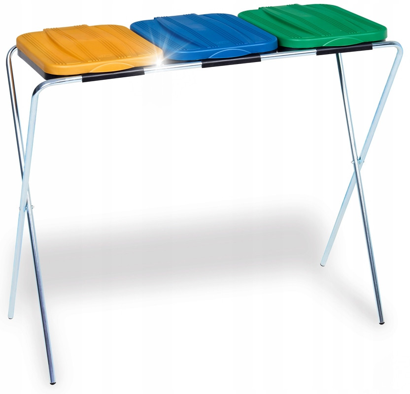 Kovový stojan na třídění odpadků Kontejner na odpadky pro 3 pytle 120