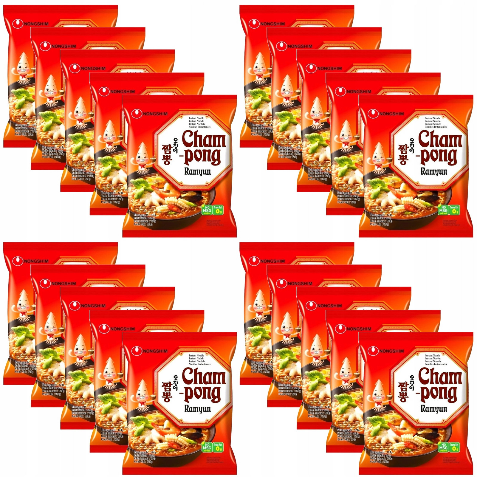 Karton Korejská polévka Instant Mořské plody Cham-Pong 20x124g Nong Shim