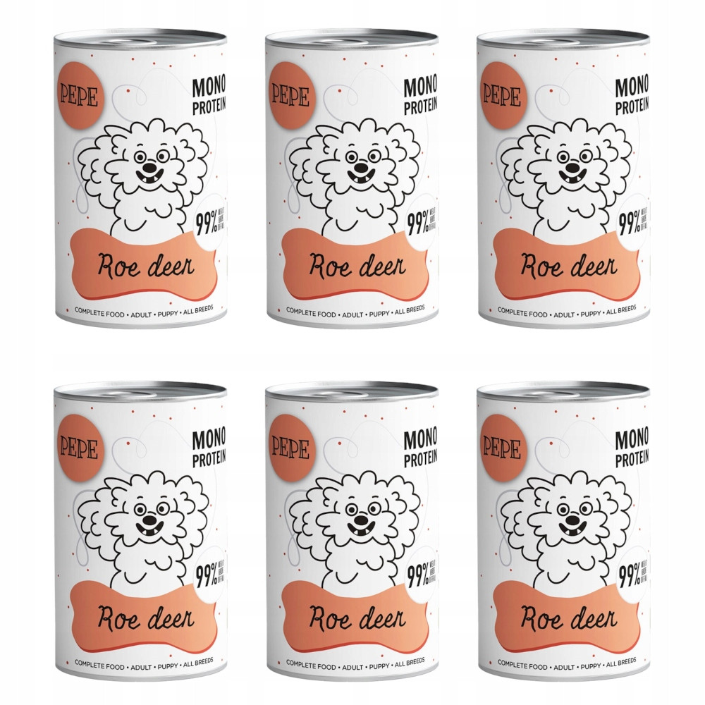 Krmivo pro psy Paka Zvířátka Pepe Roe Deer 99% srnka 6x400g