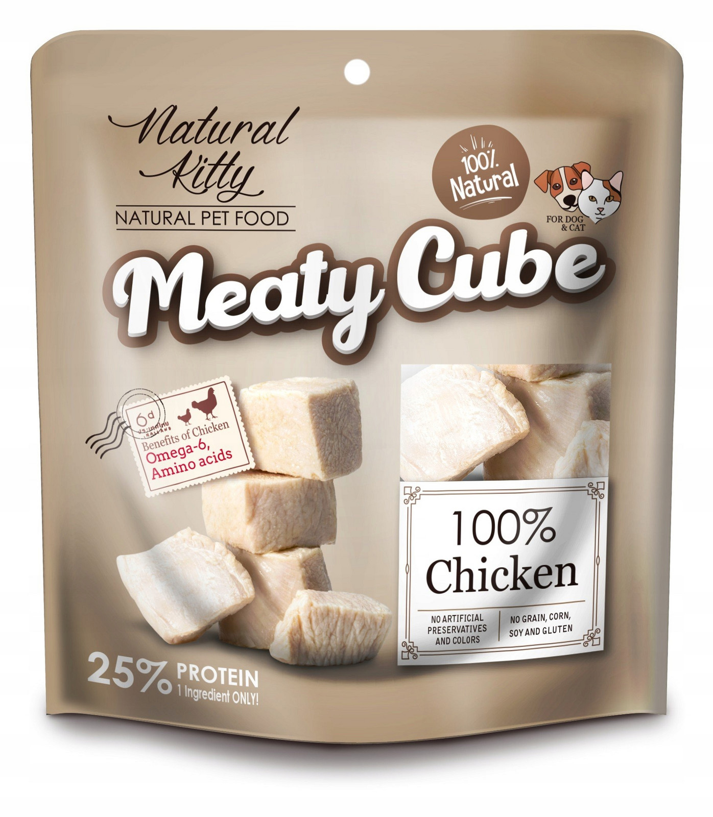 Natural Kitty Premium – Meaty Cube s 100% kuřecím masem, 12 x 60 g