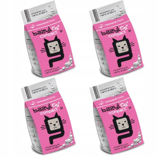 Bazyl Ag+ Compact bentonitové stelivo pro kočky s nano stříbrem 20l (4x5l)