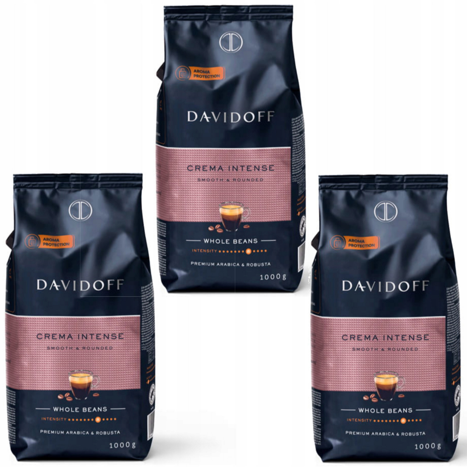 Davidoff Cafe Crema Intense Káva Zrnková Arabika Robusta 1kg x3