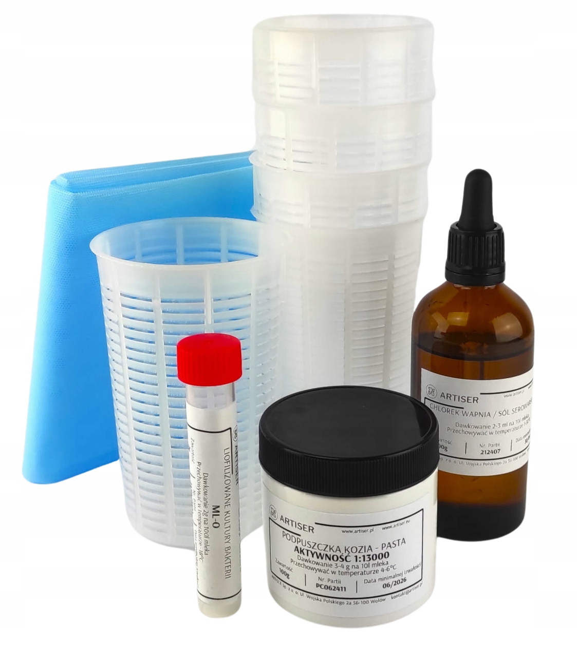 Sýrová sada na kozí sýry s kozím syřidlem. 9 dílků