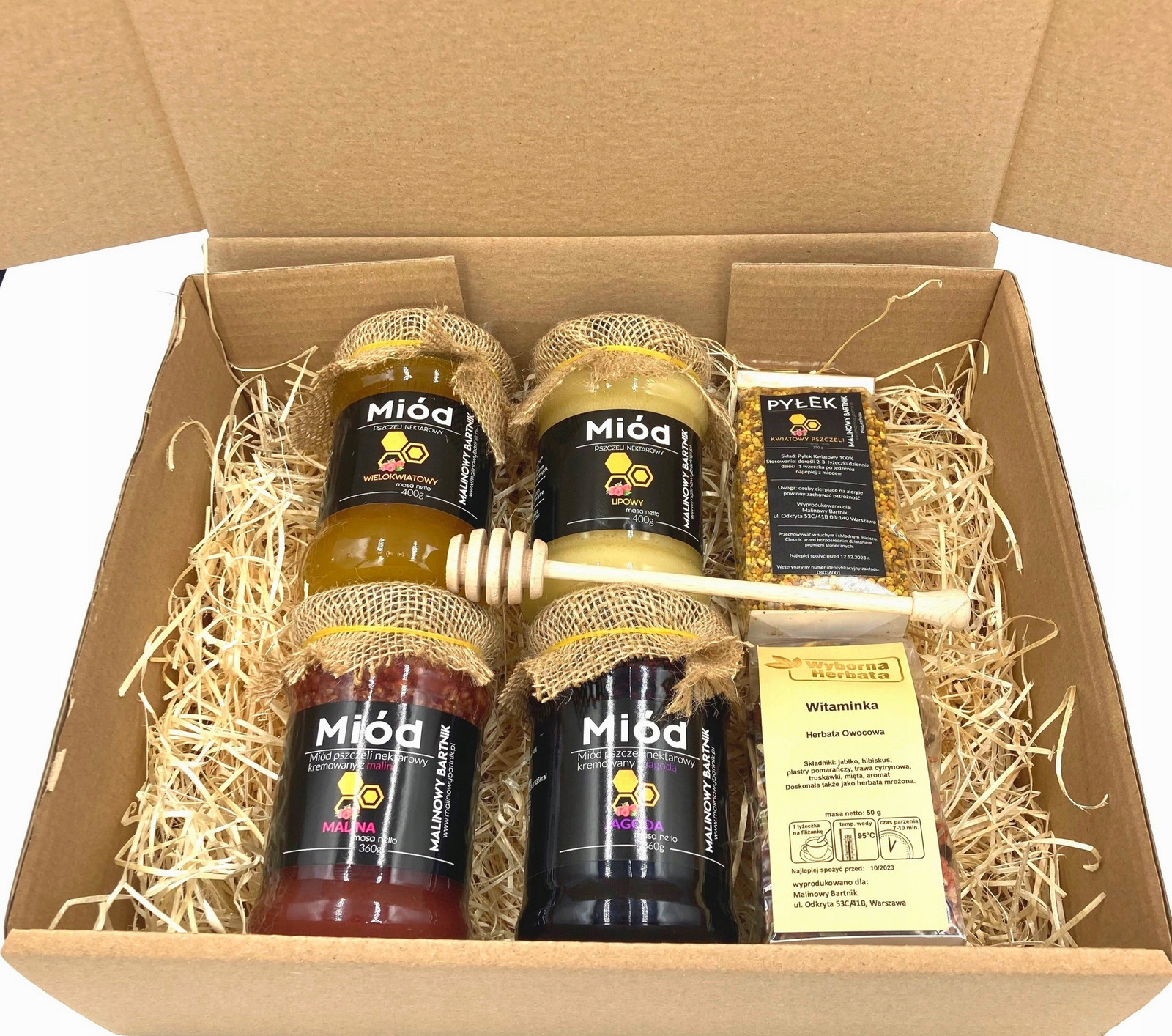 Koš Dárková Sada dárek Dárek Ovocný Med Čaj Pyl Lahodný
