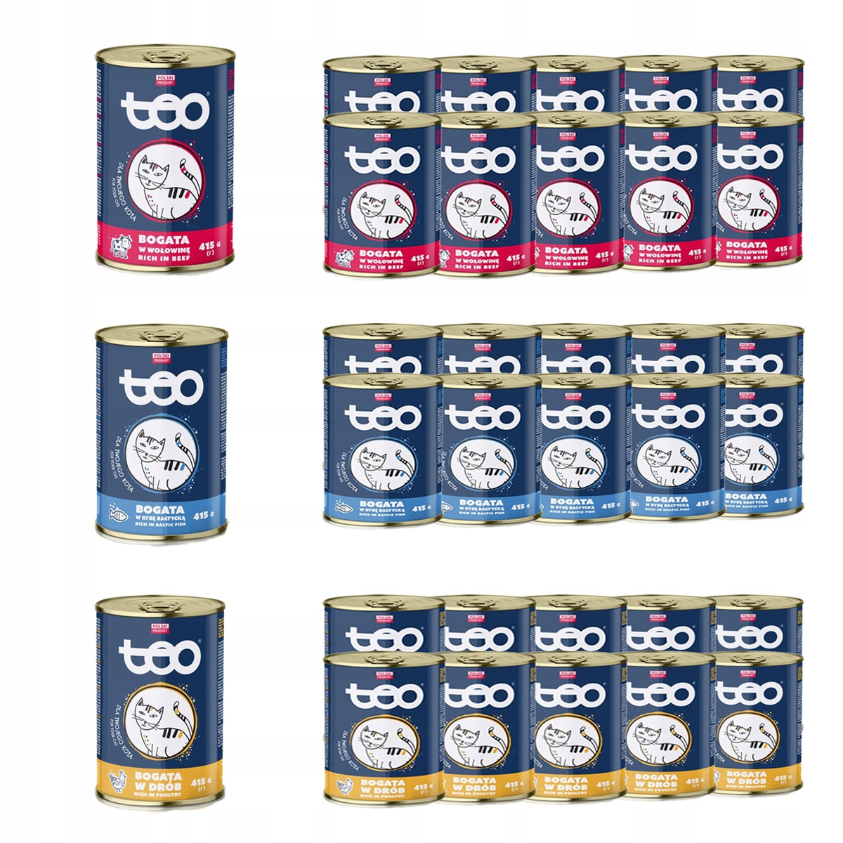 Teo Krmivo pro kočky Mix 3 příchutí 415 g x 30 kusů