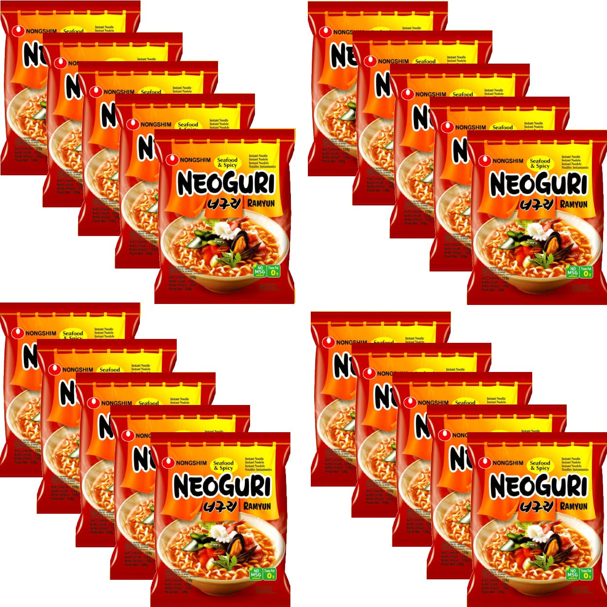Karton Korejská polévka Instant Neoguri Mořské plody Ostrá 20x120g Nong Shim