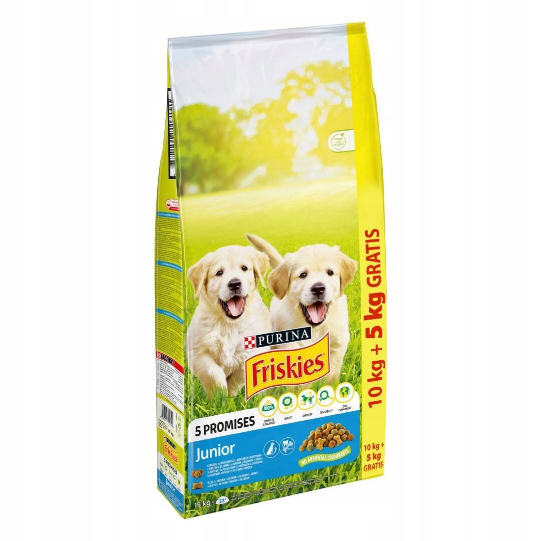 Friskies Junior 10+5 kg Bonus Krmivo pro štěňata Kuřecí mléko a zelenina