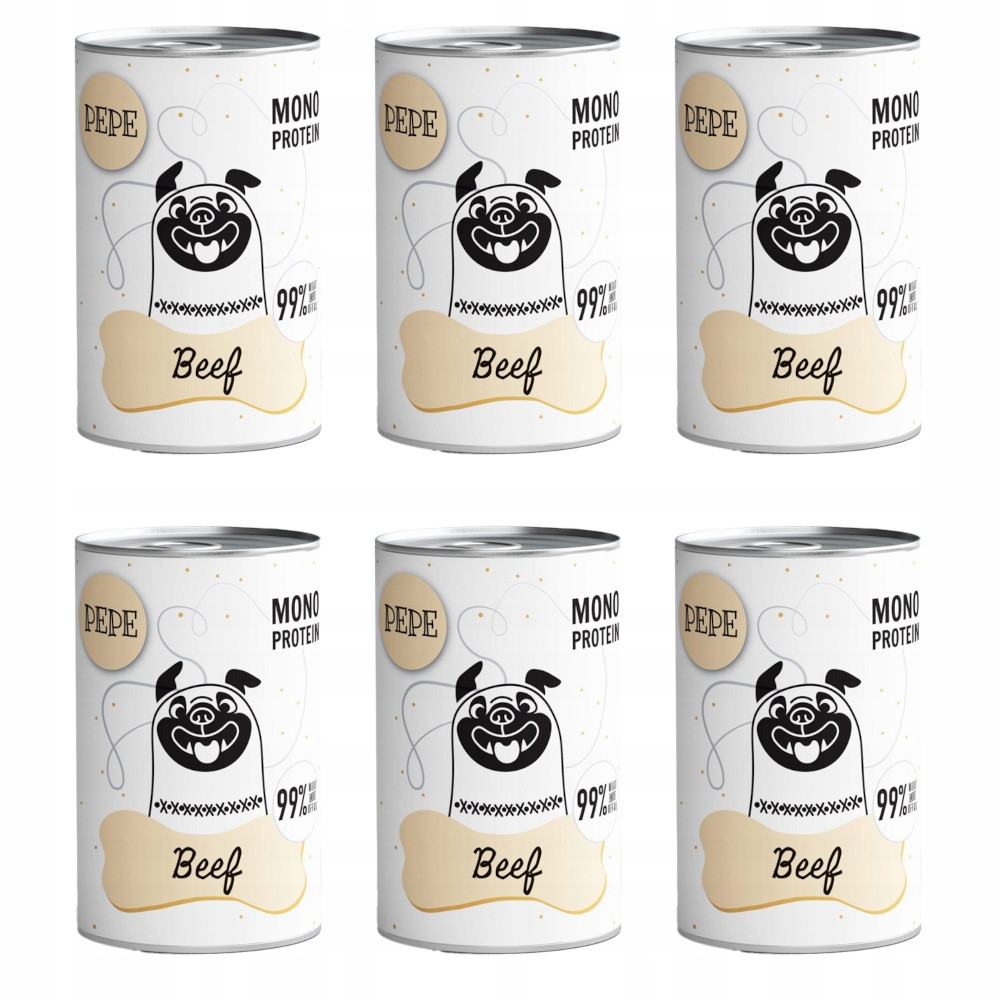 Krmivo pro psy Paka Zvířátka Pepe Beef 99% hovězí maso 6x400 g