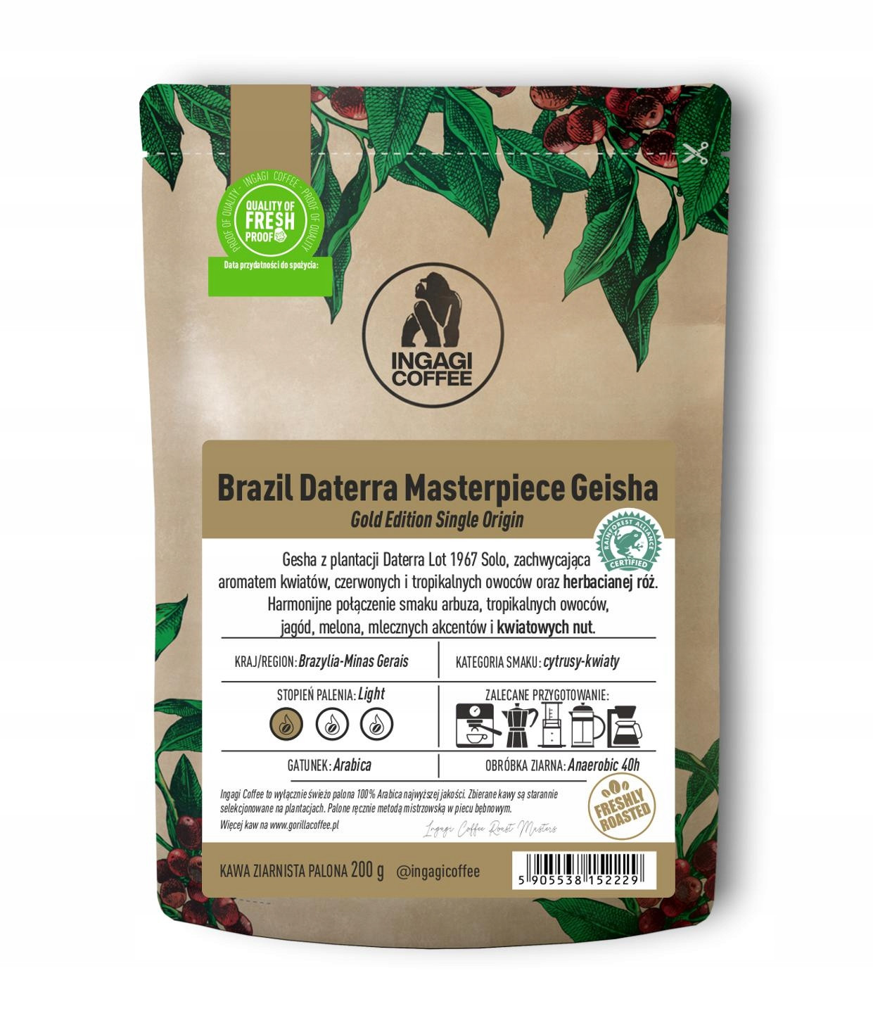 Káva zrnková spieciality Brazílie Daterra Masterpiece Geisha 200 g