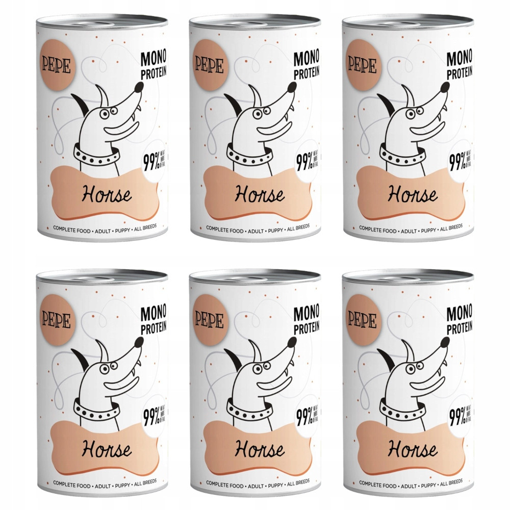 Krmivo pro psy Paka Zvířátka Pepe Kůň 99% kůň 6x400g