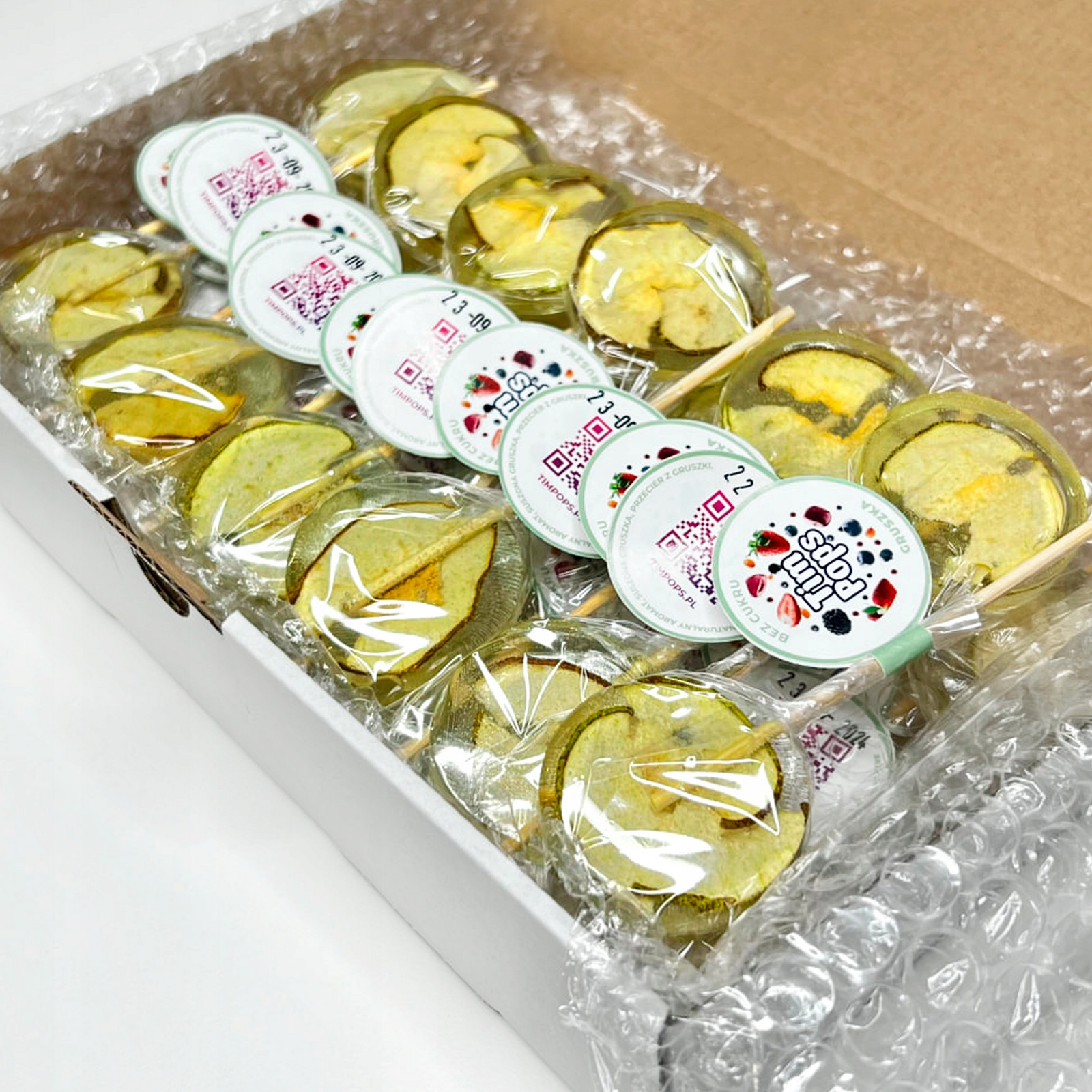 Sada Party Box TimPops 25 lízátek s příchutí hrušky (bez cukru)